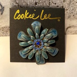 Cookie Lee Blue Flower Brooch